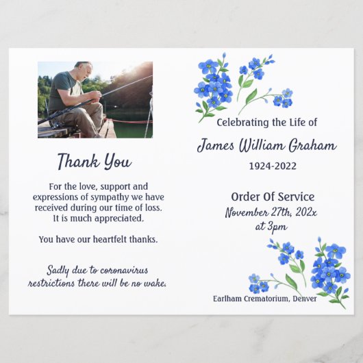 Herdenking van de Funeral Order of Service Program (Voorkant)