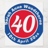 Herdenking van de verjaardag met Naam, Leeftijd, e Wijn Etiket (Enkel label)