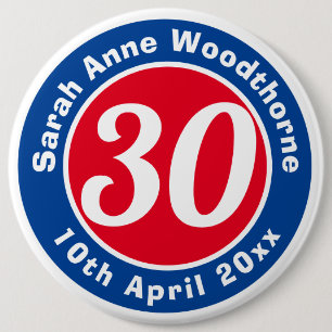 Herdenking van de verjaardag met Naam, Leeftijd, & Ronde Button 6,0 Cm