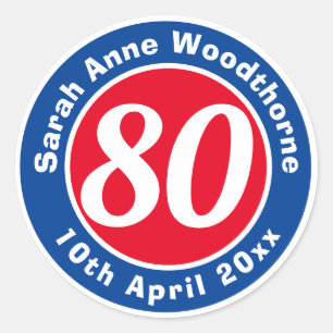 Herdenking van de verjaardag met Naam, Leeftijd, & Ronde Sticker