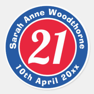 Herdenking van de verjaardag met Naam, Leeftijd, & Ronde Sticker