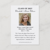 Herdenking van het afstuderen Religieuze Kaarten v Visitekaartje (Achterkant)