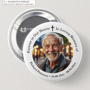 Herdenking van het leven 1 speciale foto ronde button 5,7 cm