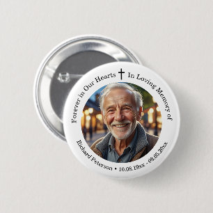 Herdenking van het leven 1 speciale foto ronde button 5,7 cm