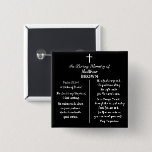 Herdenking van het leven Bijbelvers Funerair Aande Vierkante Button 5,1 Cm