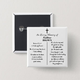 Herdenking van het leven Bijbelvers Funeraire heri Vierkante Button 5,1 Cm