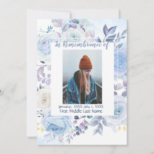 Herdenking van het leven Hummingbird Blue Roos Kaart