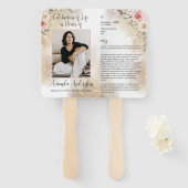 Herdenking van het leven Perzik en Goud Overlijden Handwaaier (Voorkant en achterkant)