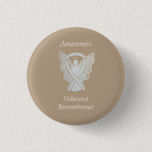 Herdenking van holocaust Wit lintje Ronde Button 3,2 Cm