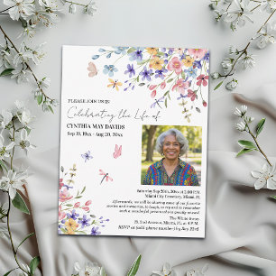 Herdenking van Leven Wilde Bloemen Foto Kaart