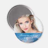 Herdenking voor altijd in ons hart Fotoblauw hemel Magneet (Voorkant / Achterkant)