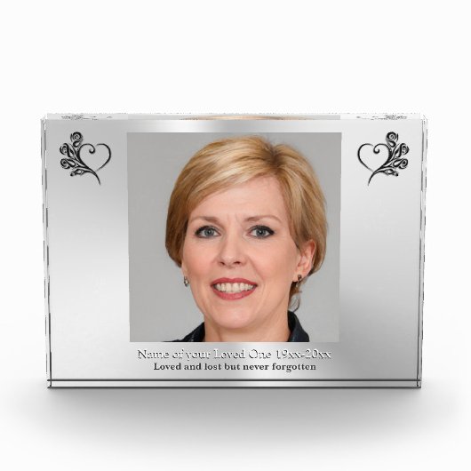 Herdenking voor geliefde één, hart en Rozen, foto (Voorkant)