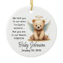 Herdenkings baby ornament Teddy Bear engelenvleuge