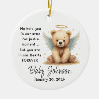 Herdenkings baby ornament Teddy Bear engelenvleuge