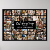 Herdenkings collage met 100 foto's voor een rouwad poster (Voorkant)