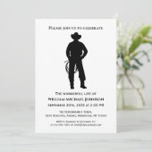 Herdenkings Funeral Zwart-Wit Cowboy Lasso Kaart (Staand voorkant)