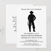 Herdenkings Funeral Zwart-Wit Cowboy Lasso Kaart (Voorkant / Achterkant)