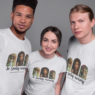 Herdenkings T-shirt met 3 gebogen foto's voor een