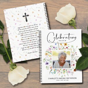 Herdenkingsboek voor rouwbezoekers met wilde bloem notitieboek