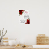 Herdenkingsbord - Donkerrode bloemen Poster (Keuken)