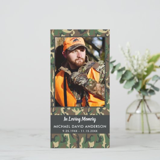 Herdenkingscamouflage Foto Uitvaart Gebedsblad Boe (Staand voorkant)