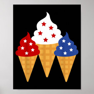 Herdenkingsdag 4 juli Vakantie Patriottisch Ijs Poster
