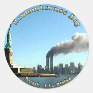 Herdenkingsdag 911 september 2001 ronde sticker