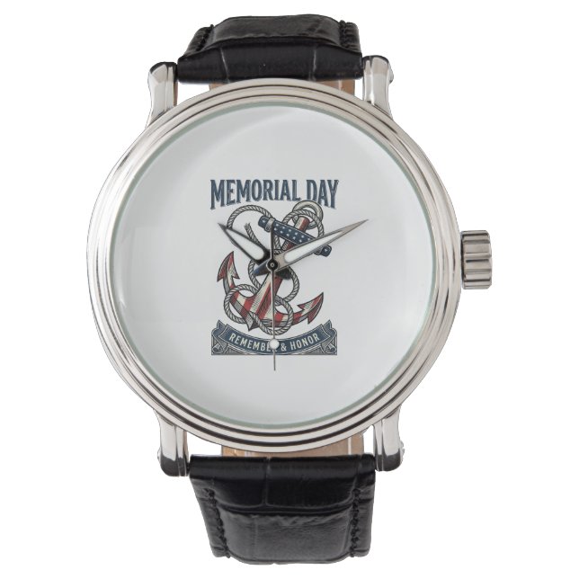 Herdenkingsdag Anker Herinneren Eer Vintage T-shir Horloge (Voorkant)