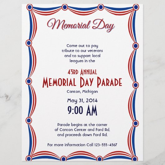 Herdenkingsdag van de Rode Witte en Blauwe Bunting Flyer (Voorkant)