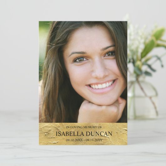 Herdenkingsdienst | Goud | Foto ter liefdevolle he (Staand voorkant)