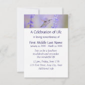 Herdenkingsdienst Hummingbird Lavender Custom Kaart (Achterkant)