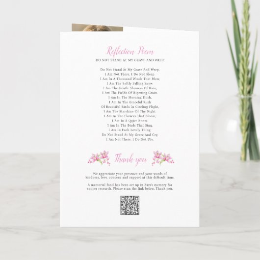 Herdenkingsdienst orchidee kruis waterverf foto programma (Achterkant)