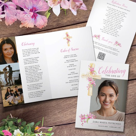 Herdenkingsdienst orchidee kruis waterverf foto programma