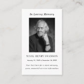 Herdenkingsdienst Viering van het Leven Fotokaart Visitekaartje (Voorkant)