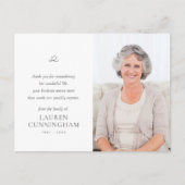 Herdenkingsfoto eenvoudig minimalistisch modern briefkaart (Voorkant)