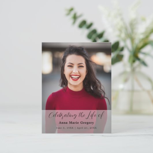 Herdenkingsfoto Eenvoudige Herdenking Funeral Briefkaart (Staand voorkant)