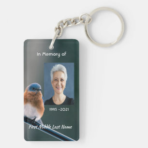 Herdenkingsfoto Gebed Blauwvoorgtuin Vogel Sleutelhanger