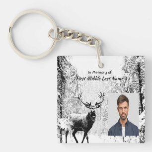 Herdenkingsfoto Gebed Hert Bos Winter Wild Sleutelhanger