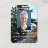 Herdenkingsfoto Gebed Oude Boom Bos Wildernis Visitekaartje (Achterkant)