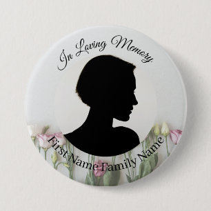 Herdenkingsfoto knop voor rozen ronde button 7,6 cm
