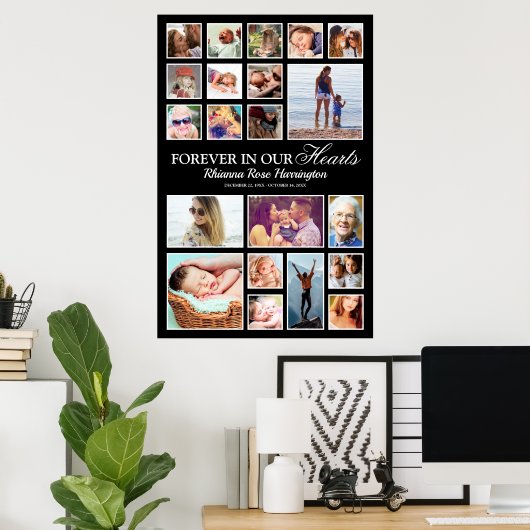 Herdenkingsfotocollage Poster (Thuiskantoor)