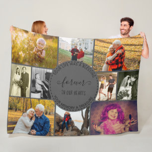 Herdenkingsfotocollage voor altijd in onze harten fleece deken