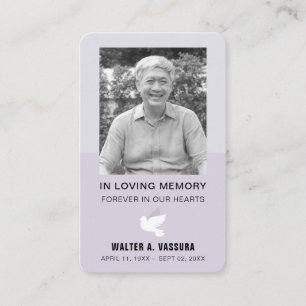 Herdenkingsgebed Duif Foto Kaart Visitekaartje