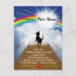Herdenkingsgedicht van de regenboogbrug voor honde briefkaart