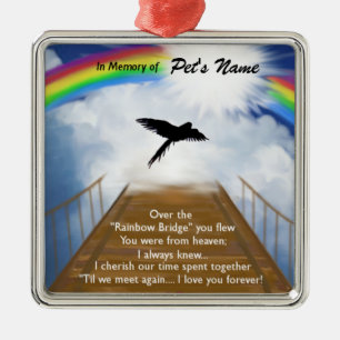 Herdenkingsgedicht van de regenboogbrug voor vogel metalen ornament