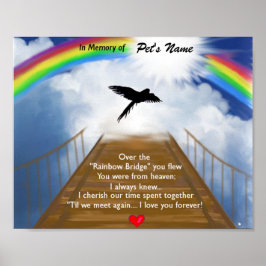 Herdenkingsgedicht van de regenboogbrug voor vogel poster