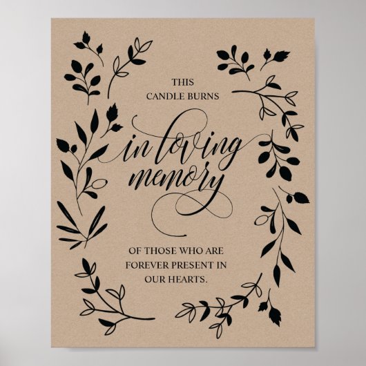 Herdenkingskaars brandt bord poster (Voorkant)