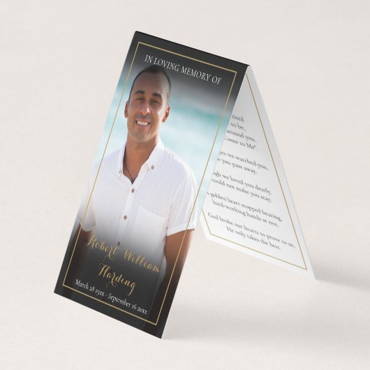 Herdenkingskaart 2 Foto's Vouwgebedskaarten Visitekaartjes (Voorkant)