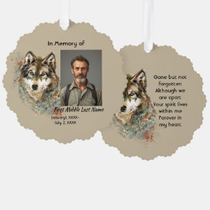 Herdenkingskaart Aquarel Wolf Dieren Ornament Kaart