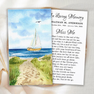 Herdenkingskaart Funeral Prayer Sail Boat Condolea Contactkaartje